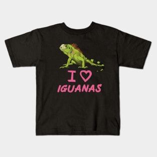 I Love Iguanas for Iguana Lovers, Pink Kids T-Shirt